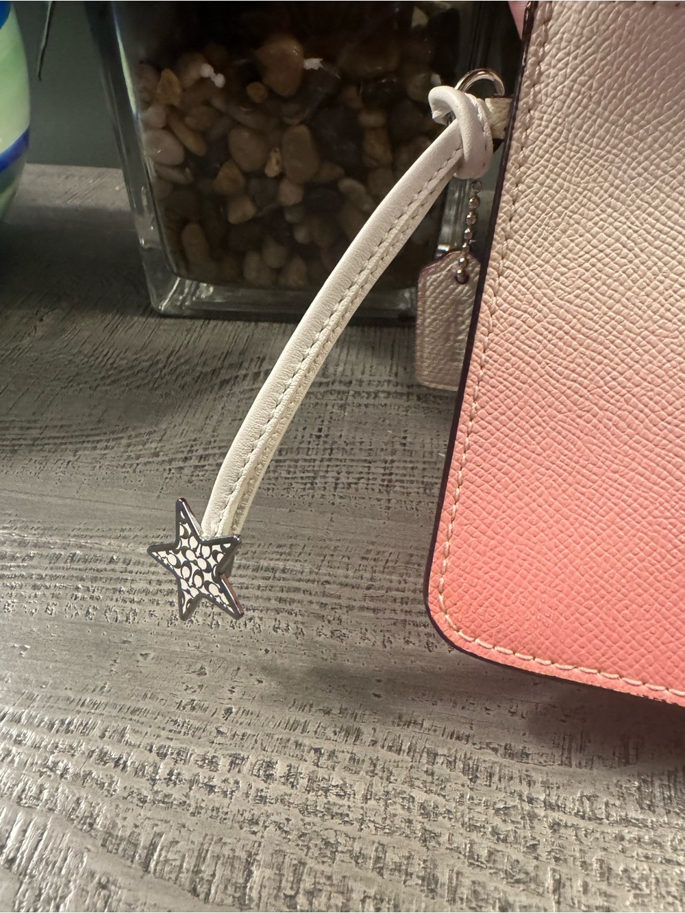 Coach White Leather Hang Tag Star Charm with Coach Signature Logo NWOT